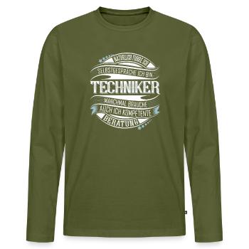 Techniker - Männer Premium Bio Langarmshirt - Khaki - Vorne - Nico (187cm)