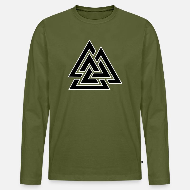 Dreiecksverschlungenes Muster - Männer Premium Bio Langarmshirt - Khaki