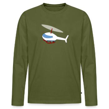 Hélicoptère blanc - T-shirt manches longues Premium bio Homme - kaki - Devant - Nico (187cm)