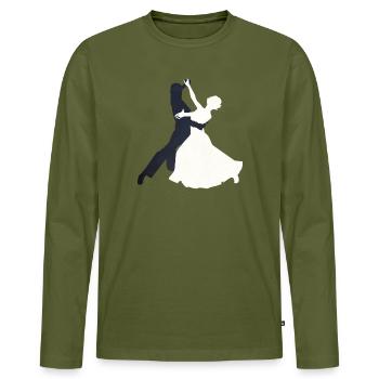 Motif de danse de valse élégant - T-shirt manches longues Premium bio Homme - kaki - Devant - Nico (187cm)
