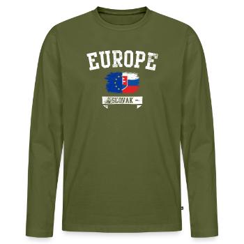 Eu slovak flag - Men's Premium Organic Long Sleeve Shirt - khaki - Front - Nico (187cm)