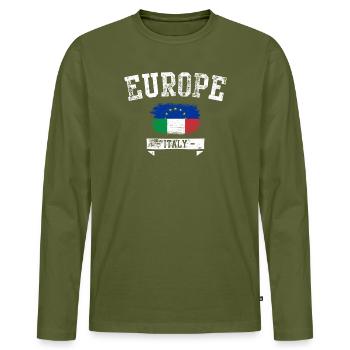 Europe Italy Brush Flag - Men's Premium Organic Long Sleeve Shirt - khaki - Front - Nico (187cm)