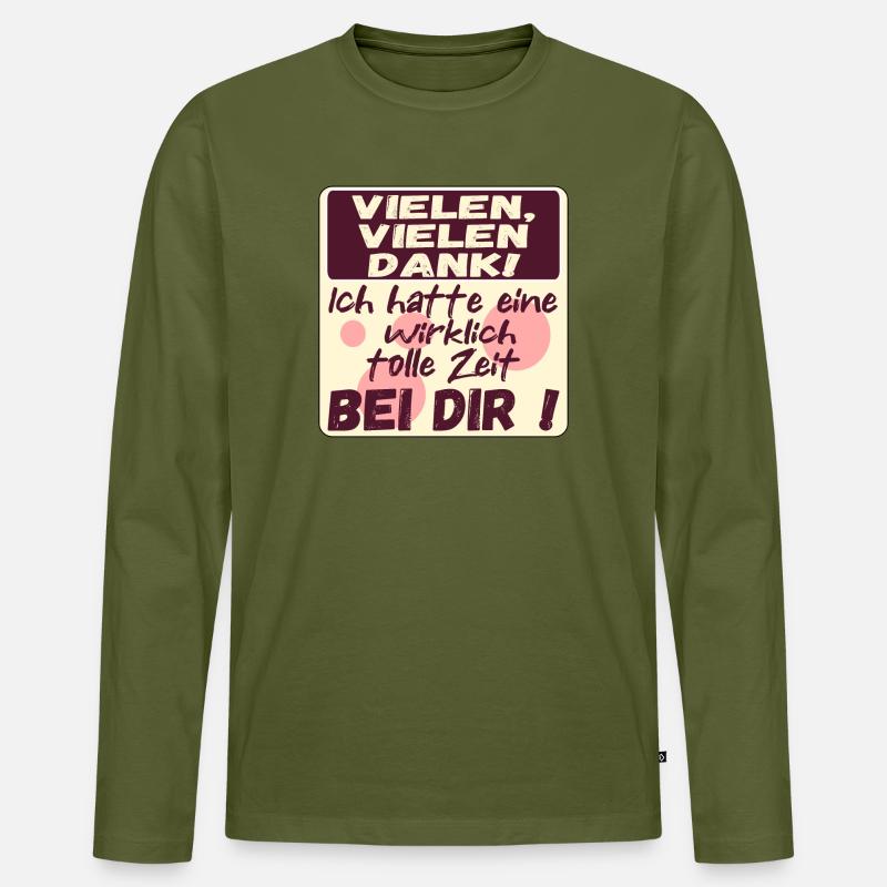 Dankbare Zeit - Abschiedssprüche - SICH BEDANKEN - Männer Premium Bio Langarmshirt - Khaki