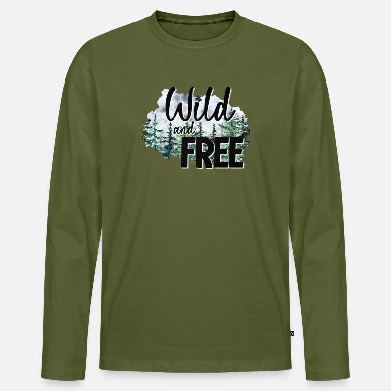 Wild und frei - Männer Premium Bio Langarmshirt - Khaki