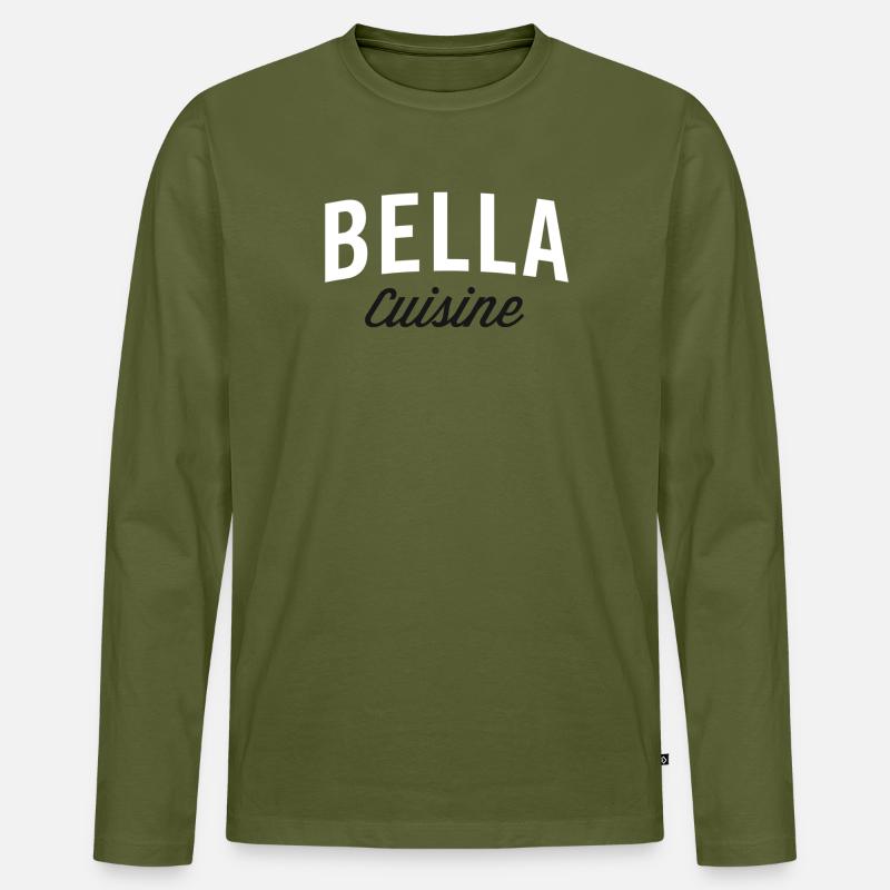 Bella Kitchen Typografie - Männer Premium Bio Langarmshirt - Khaki