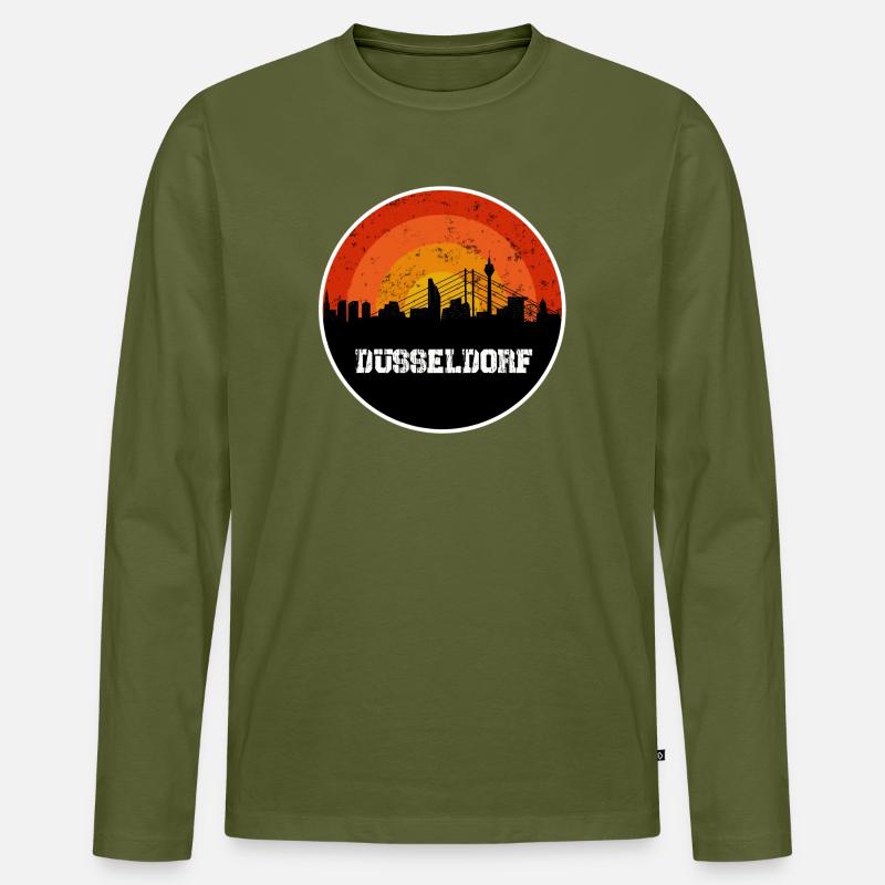 Skyline Düsseldorf - Männer Premium Bio Langarmshirt - Khaki