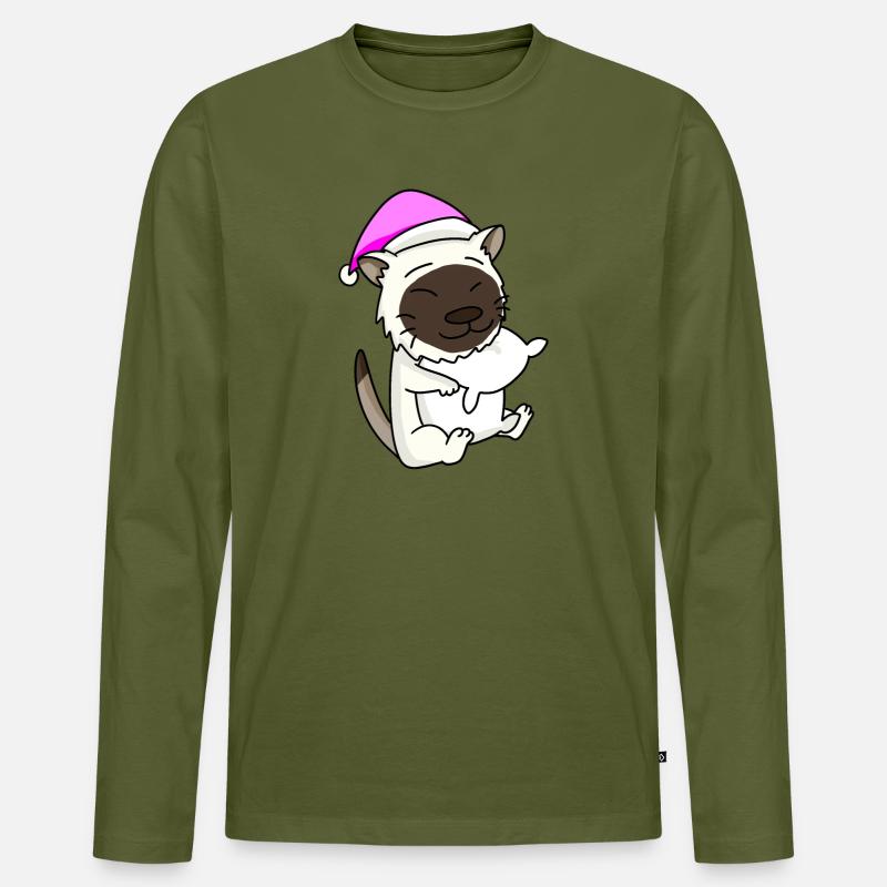 Katze Katzenrasse Birma - Männer Premium Bio Langarmshirt - Khaki