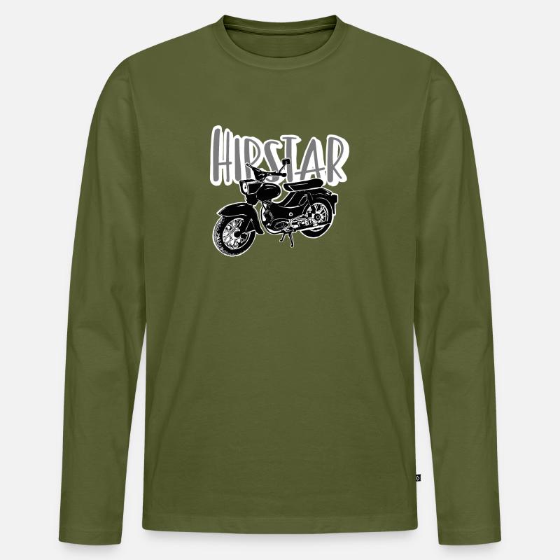 Hipstar Moped - Männer Premium Bio Langarmshirt - Khaki