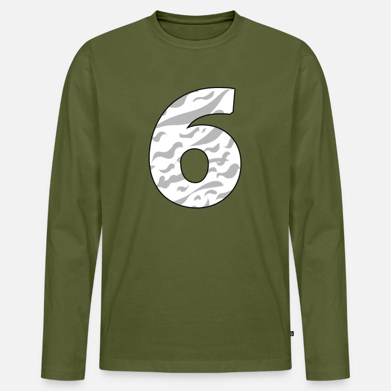 Sechs - 6 - Männer Premium Bio Langarmshirt - Khaki