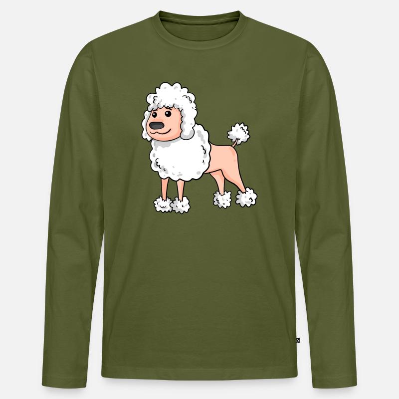 Pudel Weiß Hunderasse - Männer Premium Bio Langarmshirt - Khaki