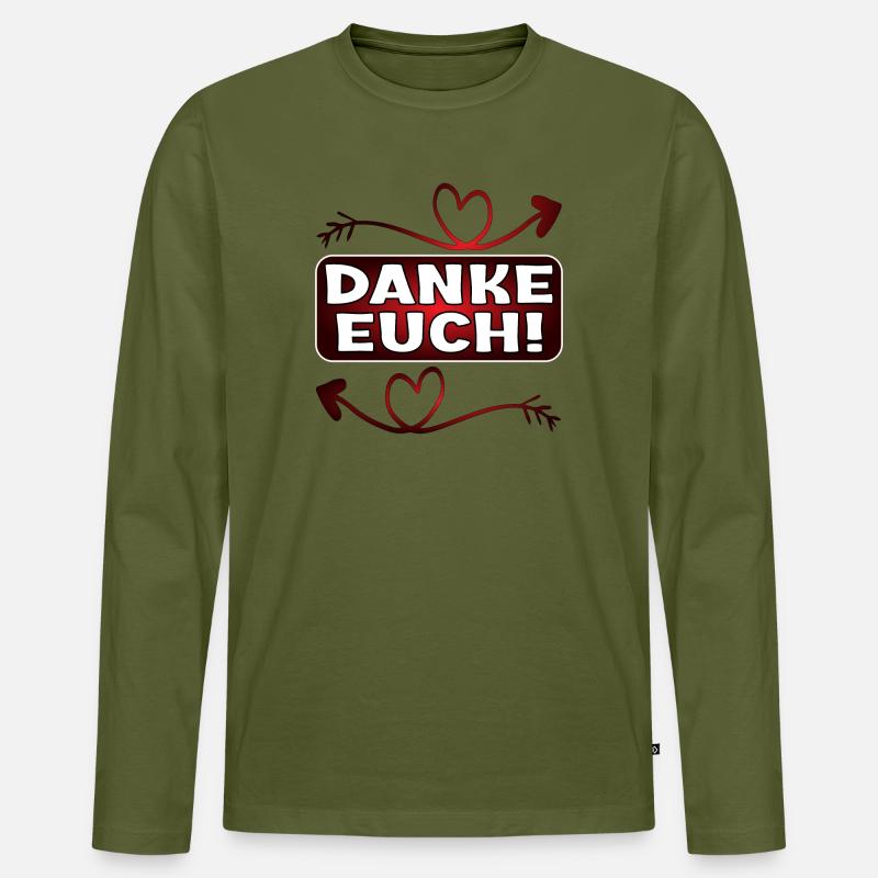 Dankeschön Geschenke - DANKE EUCH SPRÜCHE - Männer Premium Bio Langarmshirt - Khaki