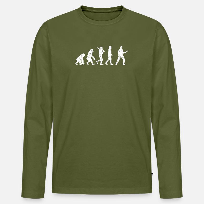 Evolution Gitarre Bassist - Männer Premium Bio Langarmshirt - Khaki