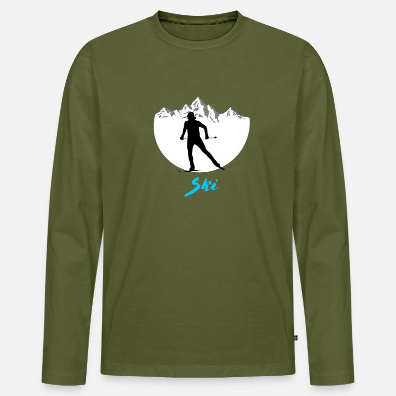 Langlauf - Männer Premium Bio Langarmshirt - Khaki