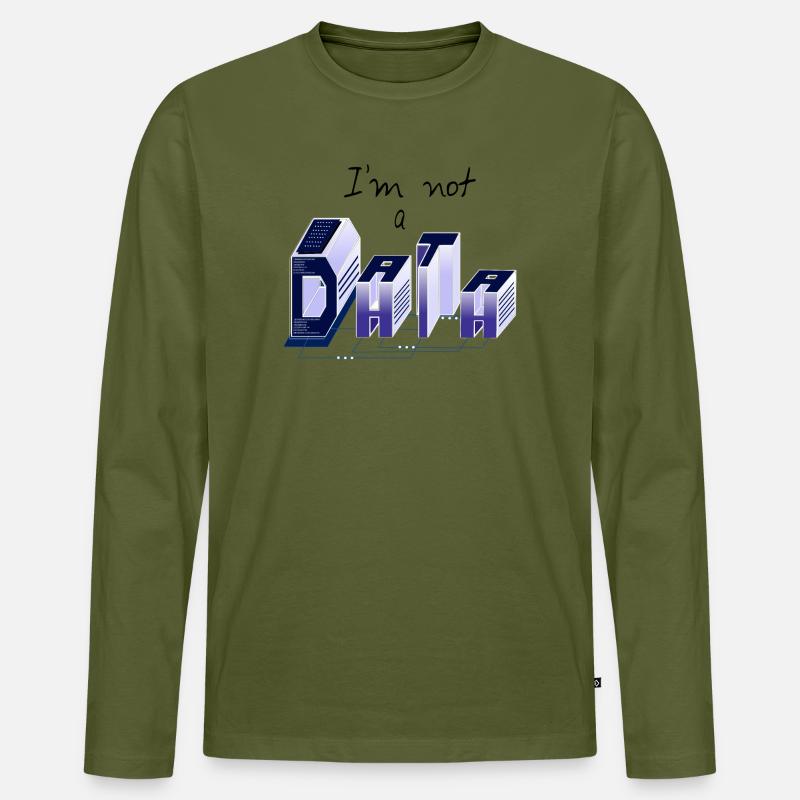 Ich bin kein DATA - Männer Premium Bio Langarmshirt - Khaki