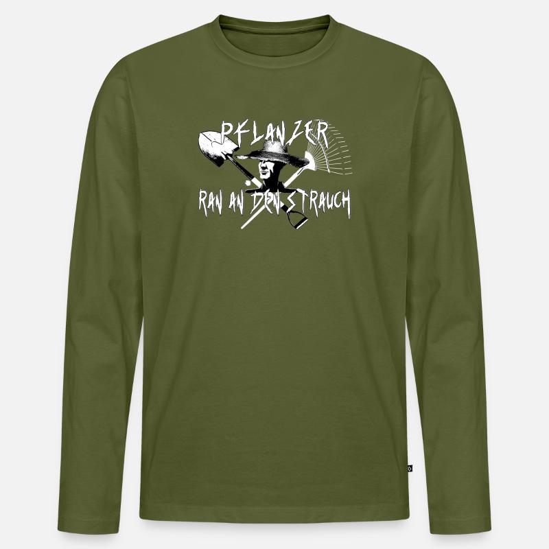 Pflanzer ...säen , pflanzen, giessen - Männer Premium Bio Langarmshirt - Khaki