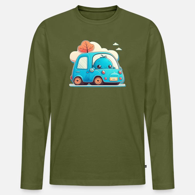 Blaues Auto mit Monster - Männer Premium Bio Langarmshirt - Khaki