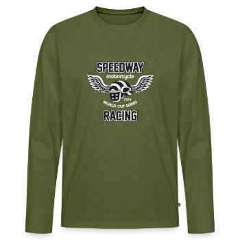 Winged Speedway Racing 1984 Vintage - Men's Premium Organic Long Sleeve Shirt - khaki - Front - Nico (187cm)
