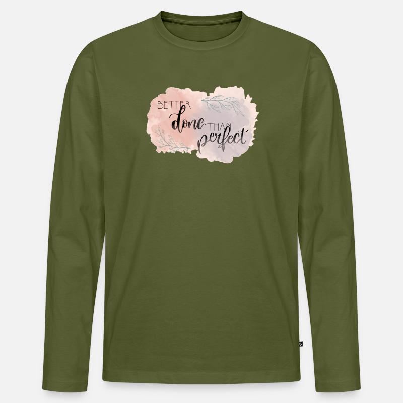 Better Done Than Perfect - Männer Premium Bio Langarmshirt - Khaki
