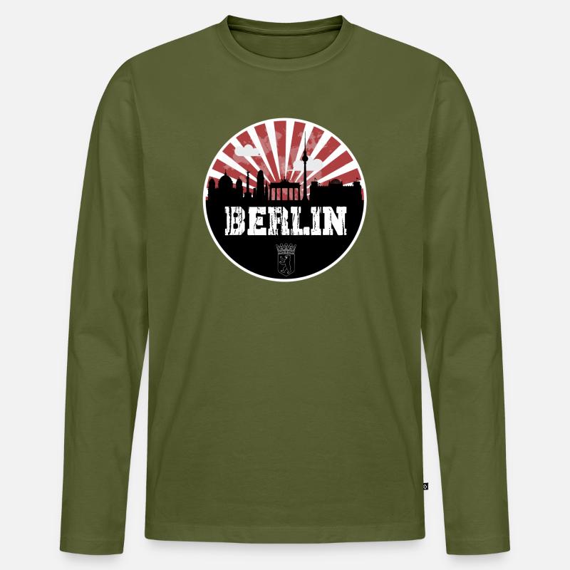 Berlin Skyline Heimspiel - Männer Premium Bio Langarmshirt - Khaki