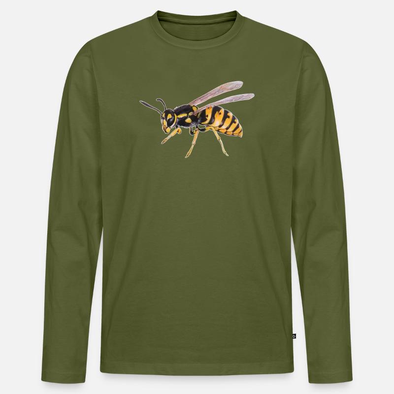 Wespe  - Männer Premium Bio Langarmshirt - Khaki