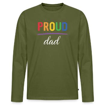 LGBT Proud Dad - Pride Month - Men's Premium Organic Long Sleeve Shirt - khaki - Front - Nico (187cm)
