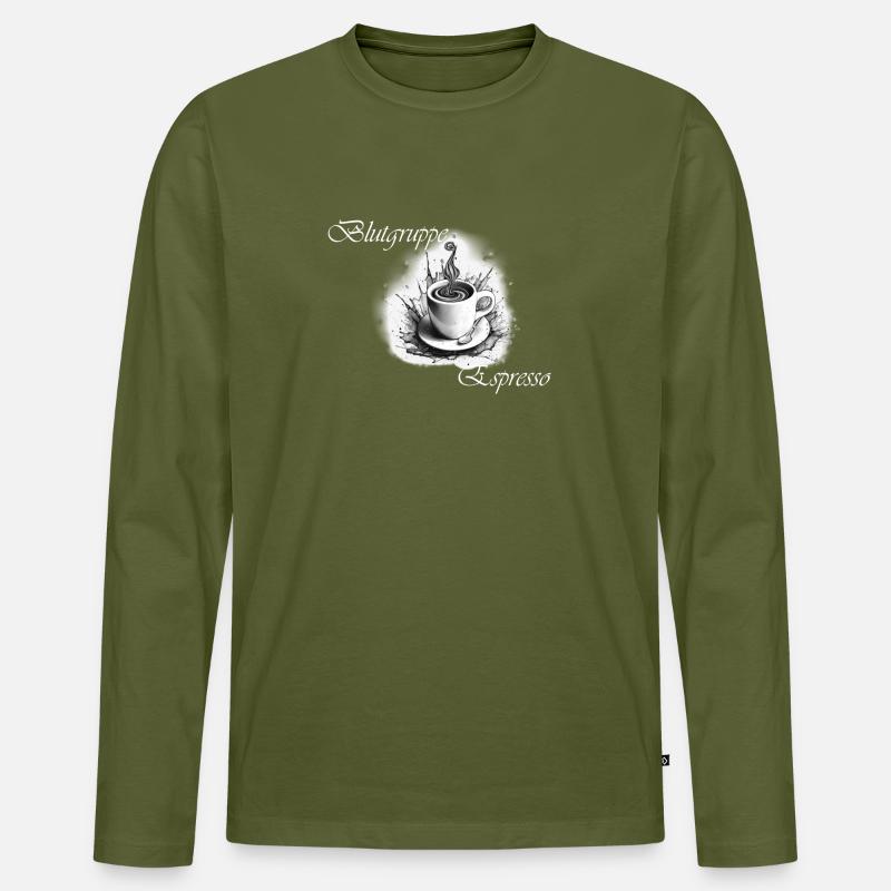 Blutgruppe espresso 2 weiß - Männer Premium Bio Langarmshirt - Khaki