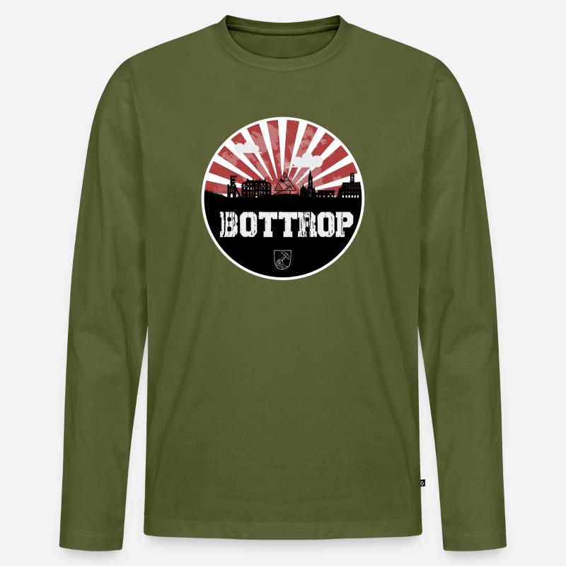Bottrop Skyline Rotweiß - Männer Premium Bio Langarmshirt - Khaki