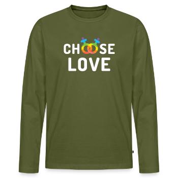 Pride Month LGBT - Liebe - Männer Premium Bio Langarmshirt - Khaki - Vorne - Nico (187cm)