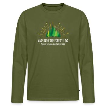 Et je vais dans la forêt - T-shirt manches longues Premium bio Homme - kaki - Devant - Nico (187cm)