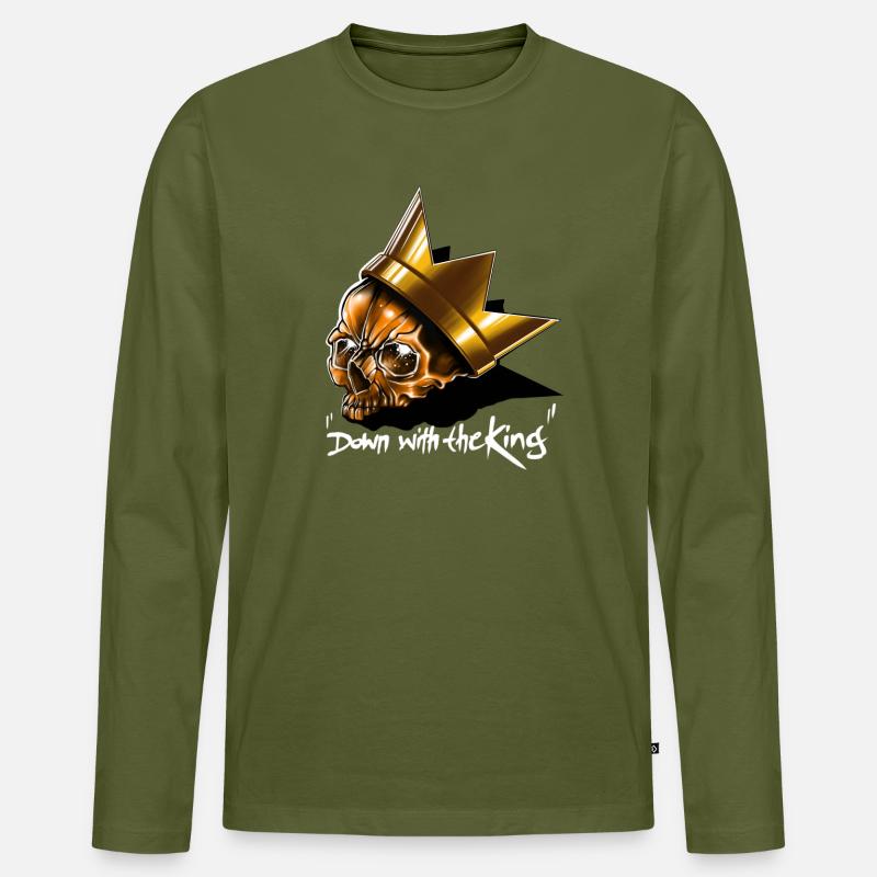 Down with the King - Männer Premium Bio Langarmshirt - Khaki