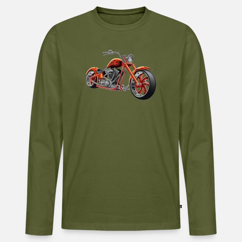 Chopper Motorrad Biker - Männer Premium Bio Langarmshirt - Khaki