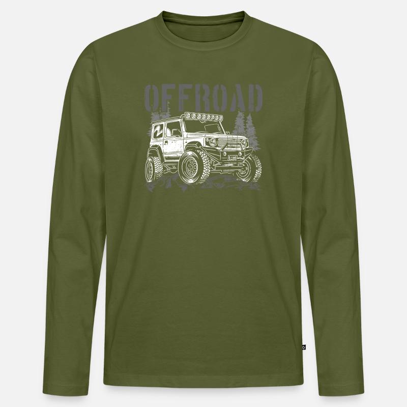 Offroad Jeep Silhouette Abenteuer - Männer Premium Bio Langarmshirt - Khaki