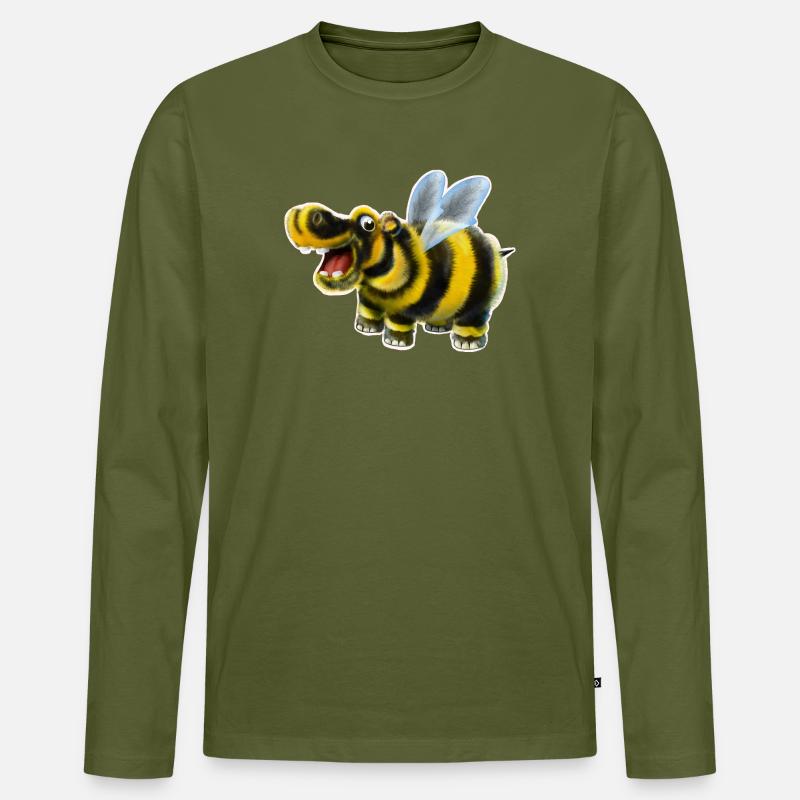 Das Hummel-Nilpferd - Männer Premium Bio Langarmshirt - Khaki