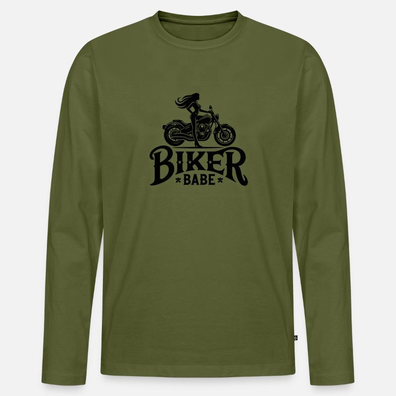 Biker Babe - Männer Premium Bio Langarmshirt - Khaki