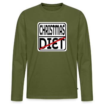 CHRISTMAS SIGN - FUNNY DIET SIGNS - Men's Premium Organic Long Sleeve Shirt - khaki - Front - Nico (187cm)