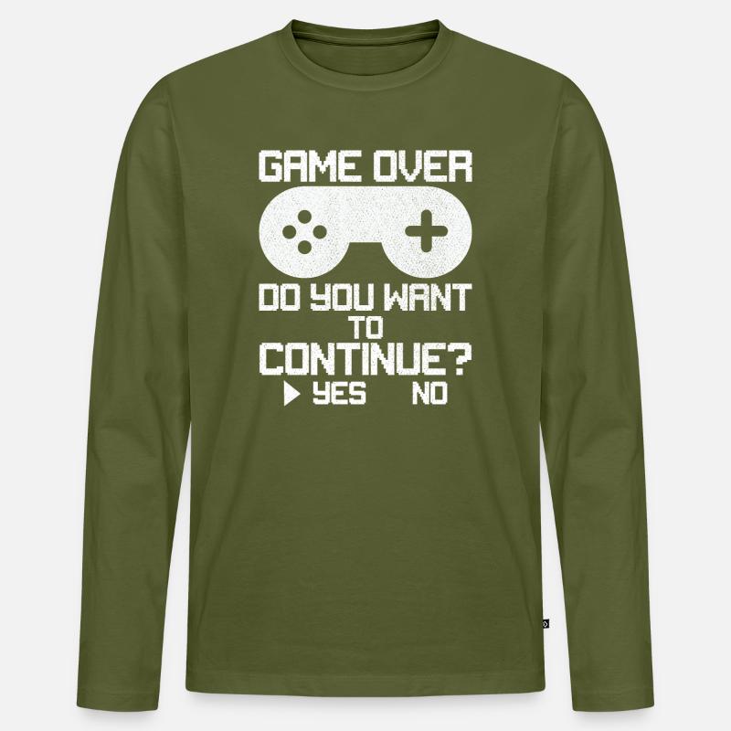 Game Over Willst du weitermachen? - Männer Premium Bio Langarmshirt - Khaki