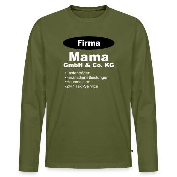 Mama GmbH Firma Geschenk Mutter - Männer Premium Bio Langarmshirt - Khaki - Vorne - Nico (187cm)