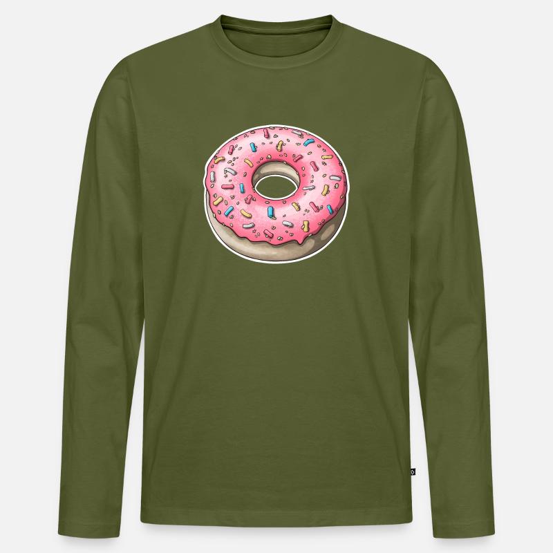 Verspieltes rosa Streusel-Donut-Design - Männer Premium Bio Langarmshirt - Khaki