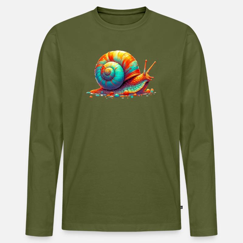 Schnecke - Männer Premium Bio Langarmshirt - Khaki