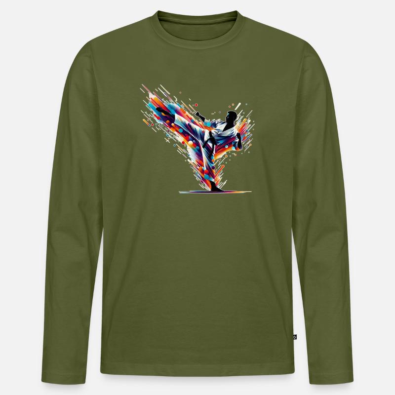 Karate Explosion - Männer Premium Bio Langarmshirt - Khaki