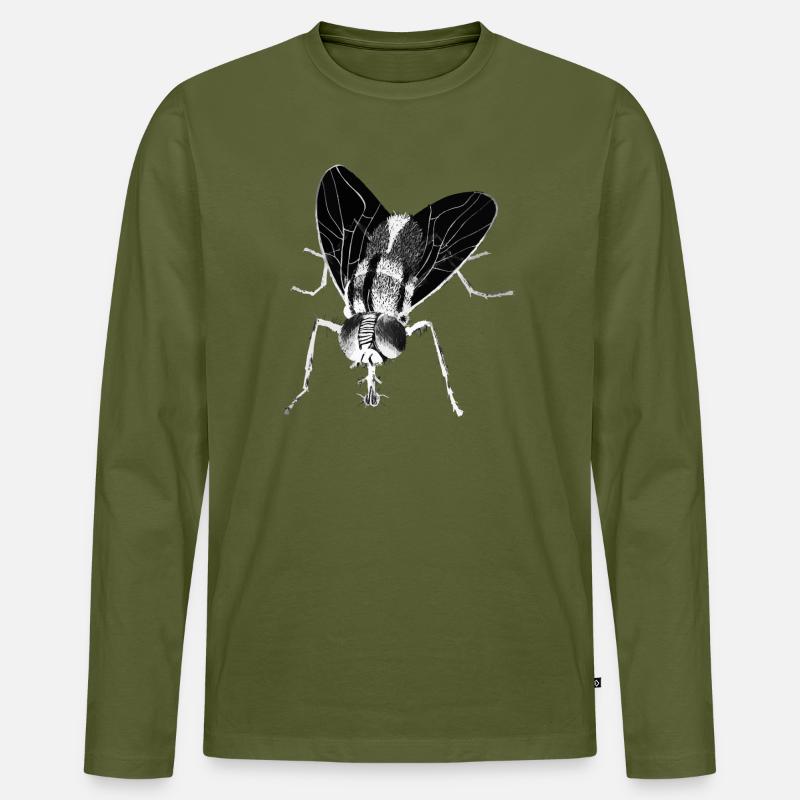 Fliege - Insekt - Männer Premium Bio Langarmshirt - Khaki
