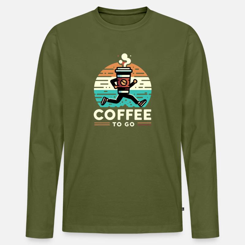 Coffee to go - Männer Premium Bio Langarmshirt - Khaki