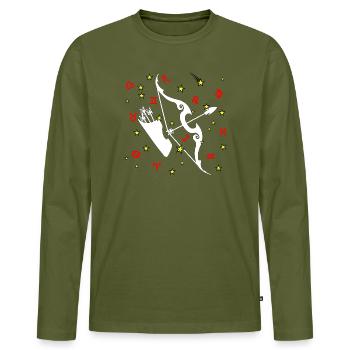 Schütze-Farbe - Männer Premium Bio Langarmshirt - Khaki - Vorne - Nico (187cm)