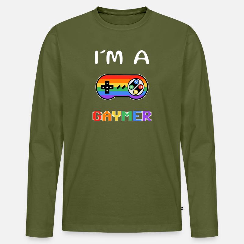 Pride-Gaming Controller Motiv - Männer Premium Bio Langarmshirt - Khaki