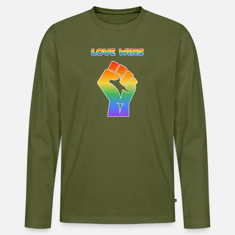 Regenbogenfaust – Liebe gewinnt - Männer Premium Bio Langarmshirt - Khaki
