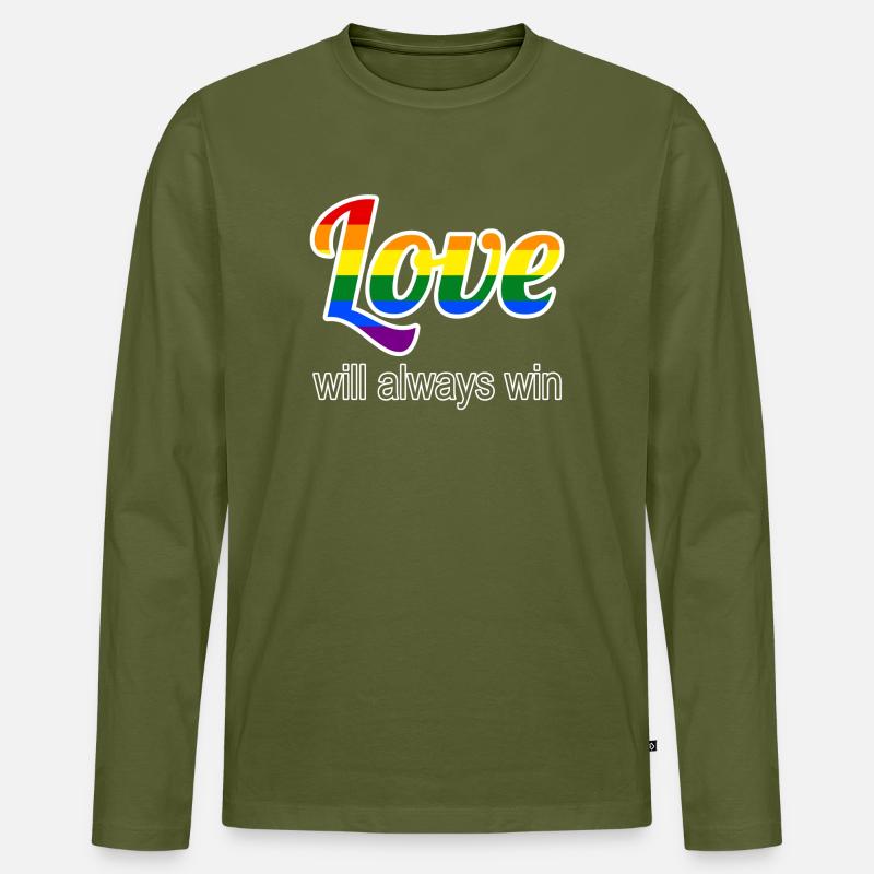 Liebe siegt im Regenbogenstil - Männer Premium Bio Langarmshirt - Khaki