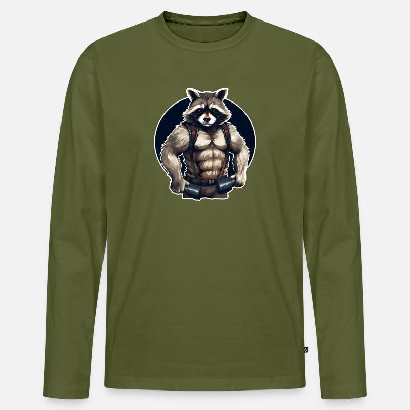 GYM Waschbär Training - Männer Premium Bio Langarmshirt - Khaki