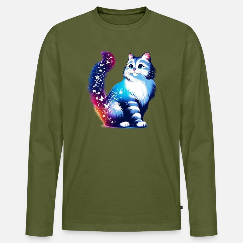 Katze - Männer Premium Bio Langarmshirt - Khaki
