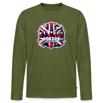 Londres vous appelle - T-shirt manches longues Premium bio Homme - kaki - Devant - Nico (187cm)