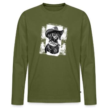 Shérif Jamnik - T-shirt manches longues Premium bio Homme - kaki - Devant - Nico (187cm)